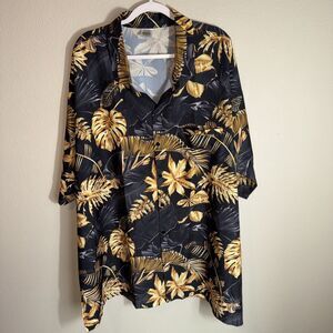 Happy Bay Men’s Hawaiian Shirt Black Floral